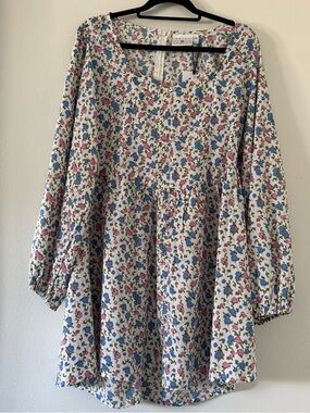 Daisy Street Floral Babydoll Mini Dress NWT Long Sleeve Cottagecore XL